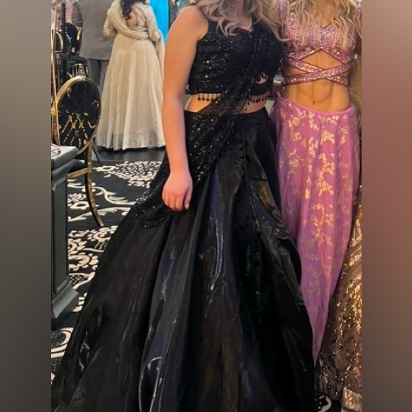 Black beaded lehenga - Picture 2 of 4
